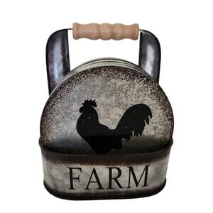 Ebros Gift Galvanized Metal Rustic Farm Animals Coaster Set Rooster Pig Cow Hen